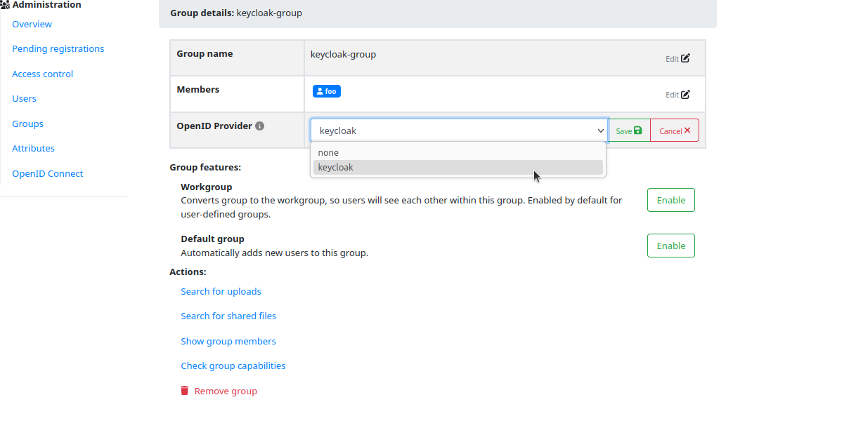 Setting OpenID Provider in group