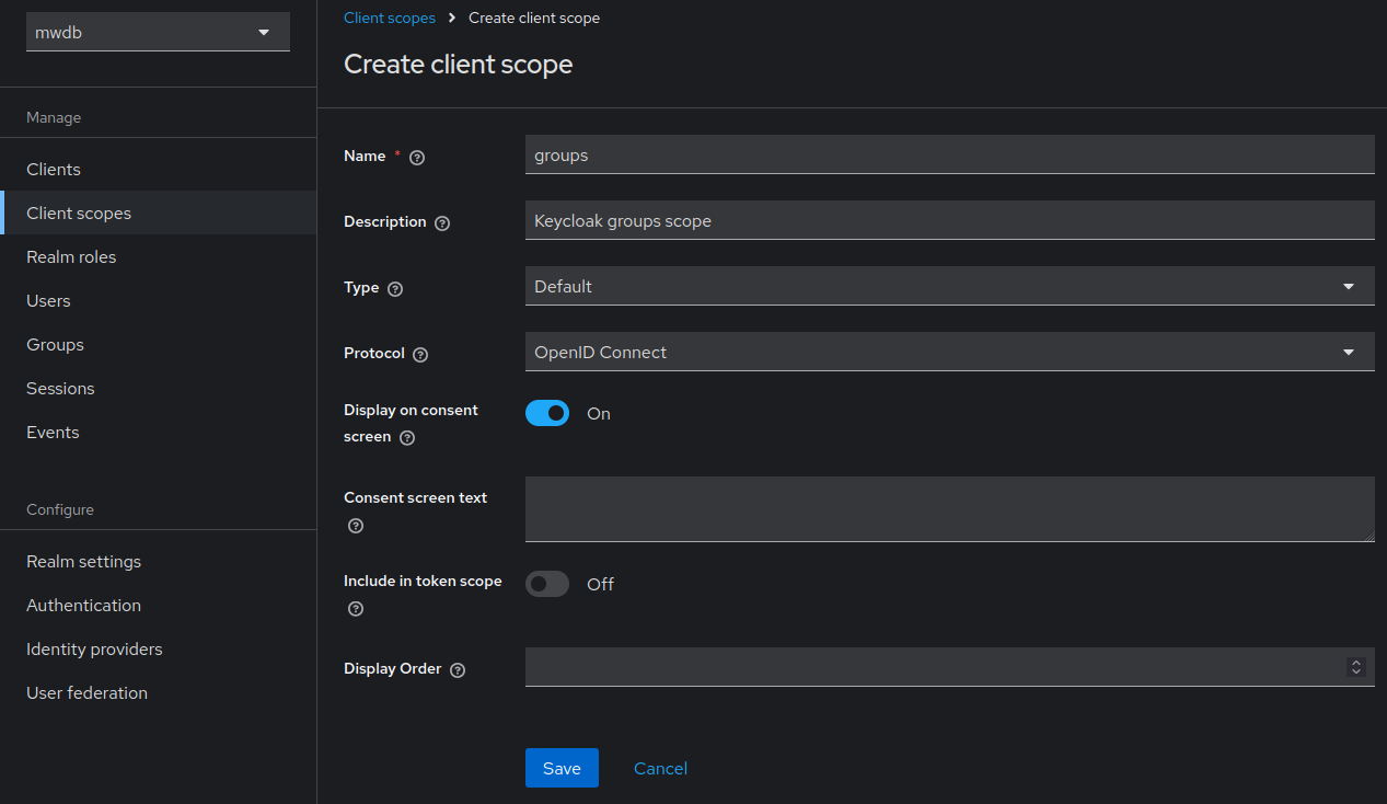 Creating Client scope in Keycloak