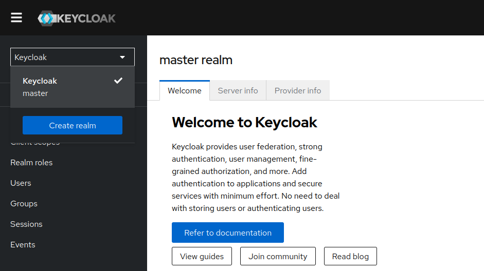Screenshot for creating realm