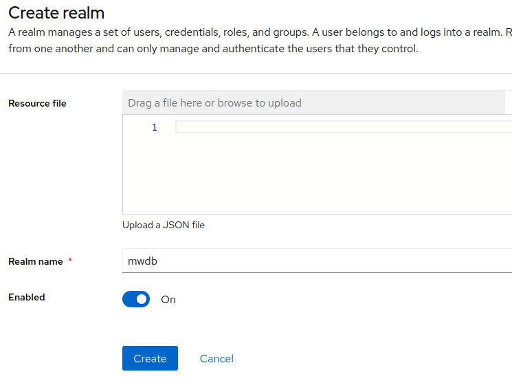 Screenshot for creating realm - part 2