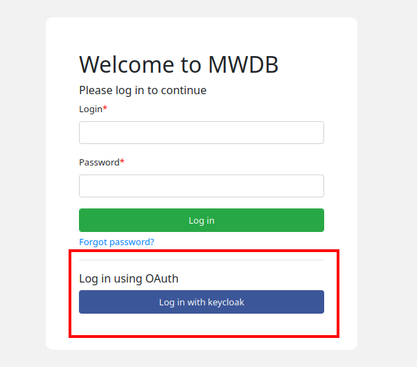 Login using OAuth - MWDB