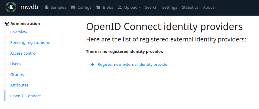 Registering new external identity provider in MWDB