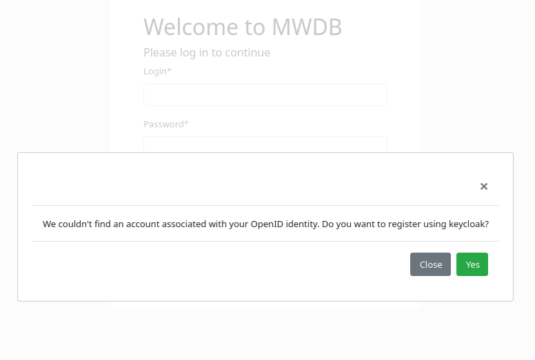Prompt for registration confirmation
